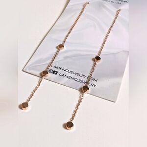 La Meno 18K Rose Gold Plated Dainty Long Dangle Earrings